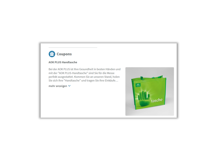 Ein Coupon zum Download auf Messe-Website