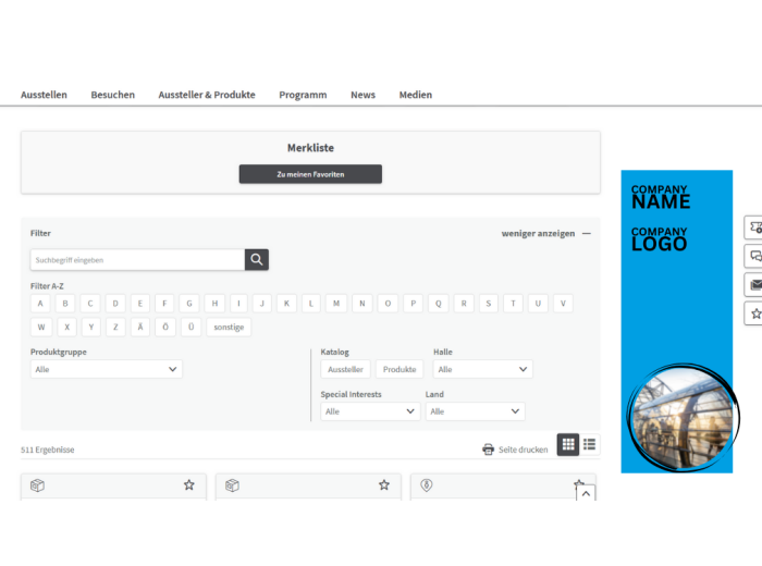 Werbebanner auf der Seite "Veranstaltungsprogramm"