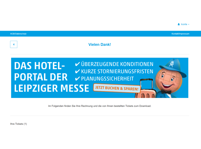 Banner auf der Success Page des Ticketshops (Bestellbestätigungsseite)